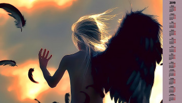 Картинка календари фэнтези перья существо крылья