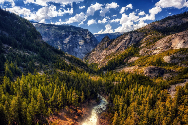 Обои картинки фото природа, горы, долина, река, лес