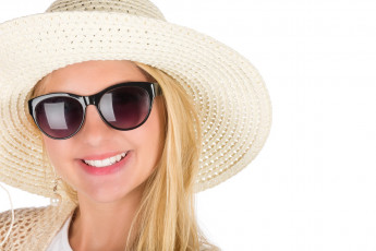 Картинка девушки -+блондинки +светловолосые блондинка улыбка очки шляпа