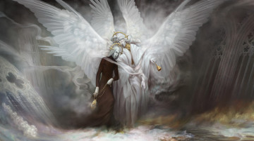 Картинка фэнтези ангелы крылья кадило колокольчик