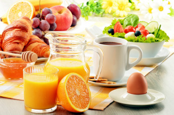 Картинка еда разное салат кофе сок апельсин мед