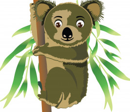 Картинка векторная+графика животные+ animals коала бамбук листья