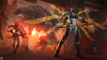Картинка фэнтези девушки оружие меч костюмы арт xiaoguimist