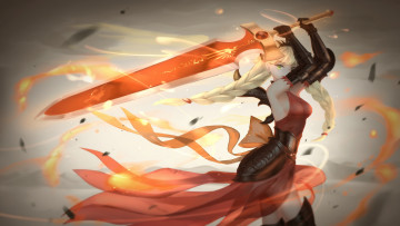 Картинка аниме оружие +техника +технологии девушка меч