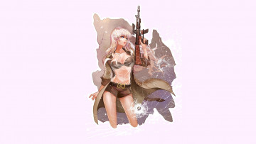 Картинка аниме оружие +техника +технологии фон девушка