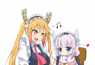 Картинка аниме miss+kobayashi`s+dragon+maid девушка взгляд фон