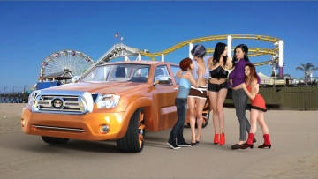 Картинка 3д+графика люди-авто мото+ people-+car+ +moto взгляд фон девушки