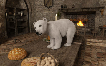 Картинка 3д+графика животные+ animals фон медвежонок