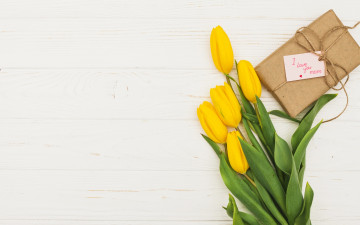 Картинка праздничные день+матери тюльпаны подарок надпись признание