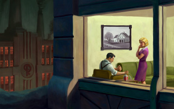 Картинка bioshock видео+игры bioshock+infinite женщина мужчина фон окно квартира