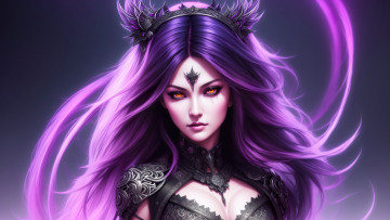 Картинка девушка+-+girl фэнтези девушки girl fantasy armor art purple digital stable diffusion neuronet
