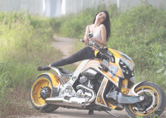 Картинка мотоциклы мото девушкой harley davison