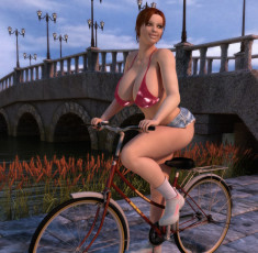 Картинка 3д+графика люди+ people девушка взгляд велосипед