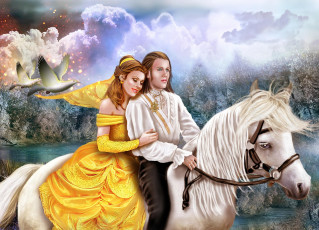 Картинка фэнтези люди конь влюбленные