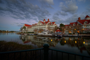 обоя disneys grand floridian resort & spa - windermere,  florida, города, диснейленд, причал, река, судно