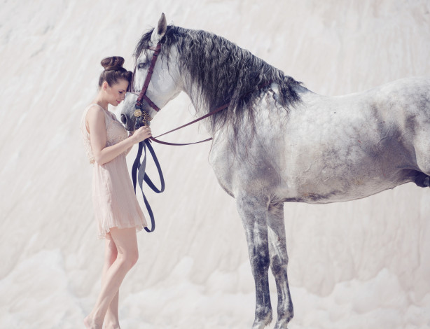Обои картинки фото девушки, -unsort , брюнетки,  шатенки, конь, настроение