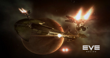 Картинка видео+игры eve+online космос планета бой корабли