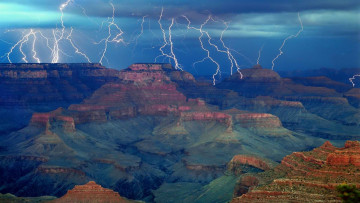 Картинка grand canyon природа молния гроза каньон молнии сша