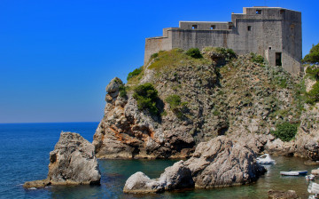 Картинка dubrovnik fortress lovrijenac города дубровник хорватия крепость стены скалы море