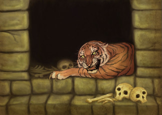 Картинка рисованные животные +тигры тигр