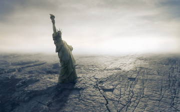 Картинка фэнтези фотоарт cracks dry пустыня катастрофа desert апокалипсис american catastrophe statue of liberty disaster fantastic armageddon apocalypse