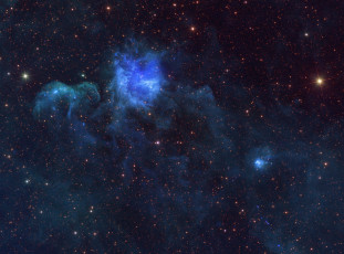 Картинка космос галактики туманности туманность эмиссионная в созвездии кассиопея pacman