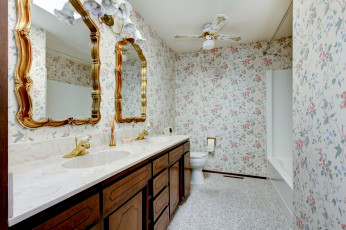 обоя интерьер, ванная и туалетная комнаты, цветы, дизайн, ванная, стиль