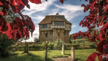 Картинка города замки+англии листья осень stokesay castle англия замок