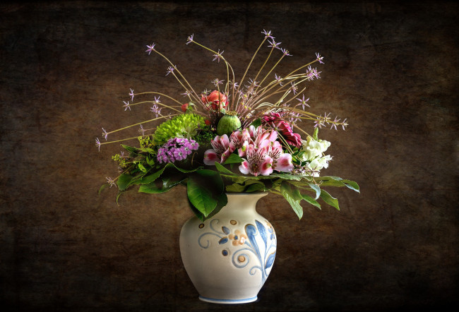 Обои картинки фото цветы, букеты,  композиции, хризантема, гвоздика, альстромерия