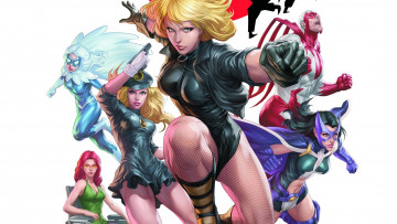 Картинка рисованное комиксы oracle Чулки в сетку helena bertinelli black canary барбара гордон художник Чёрная канарейка zinda blake хищные птицы леди Черный Ястреб зинда блэйк lady blackhawk сеточку fishnet stockings