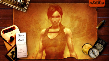 Картинка видео+игры tomb+raider +underworld компас рисунок взгляд фон девушка пуля