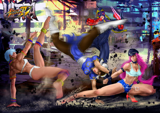 Обои картинки фото видео игры, ultra street fighter iv, бой, униформа, фон, девушки