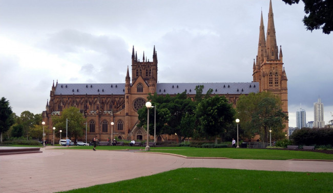 Обои картинки фото st marys sydney cathedral, города, сидней , австралия, st, marys, sydney, cathedral