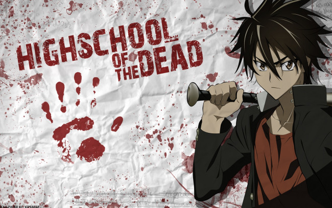 Обои картинки фото аниме, highschool, of, the, dead, парень