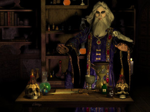 Картинка 3д графика fantasy фантазия кинжал свеча черепа