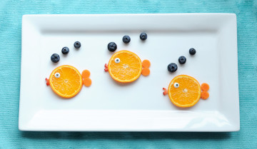 Картинка еда фрукты ягоды рыбки апельсин голубика