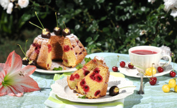 Картинка еда пирожные кексы печенье кекс чай ягоды