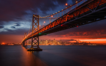 Картинка города -+мосты сан-франциско мост золотые ворота вечер сумерки закат