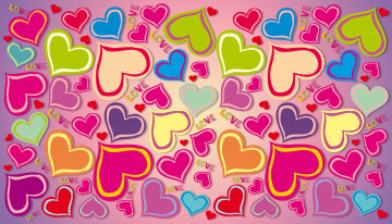 Картинка праздничные день+святого+валентина +сердечки +любовь rainbow colorful сердечки background gradient love hearts любовь