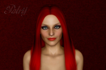 Картинка 3д+графика портрет+ portraits взгляд фон рыжая девушка