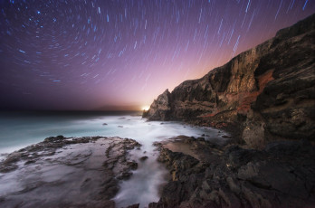 Картинка природа побережье ночь море берег скалы звезды небо