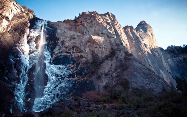 Обои картинки фото природа, водопады, горы, поток, водопад