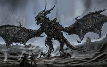 Картинка фэнтези драконы alduin body fang dragon man monster wings