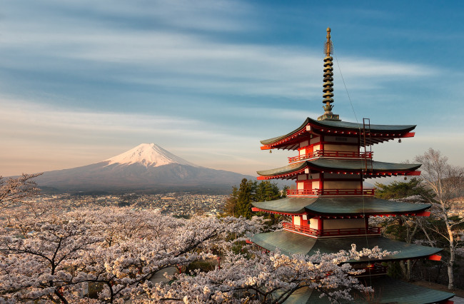 Обои картинки фото chureito pagoda, города, - буддийские и другие храмы, простор