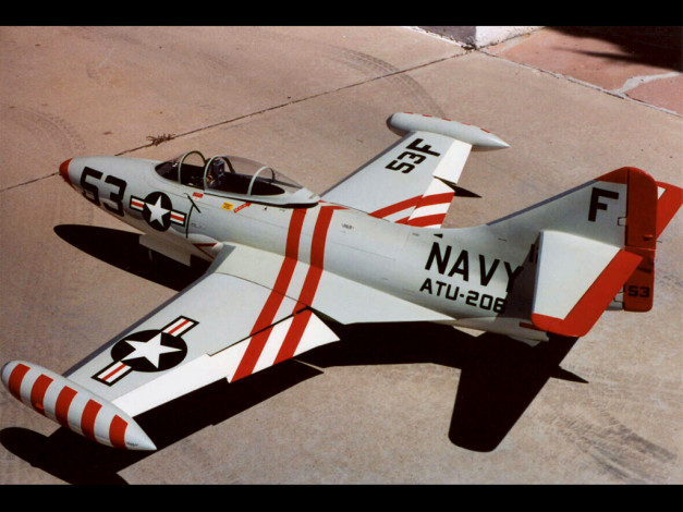 Обои картинки фото авиация, боевые, самолёты, grumman f9f panther