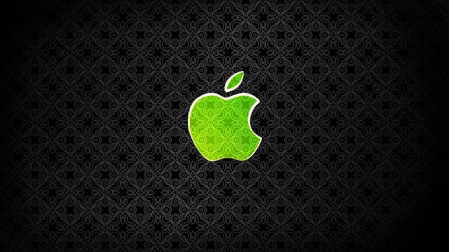 Обои картинки фото компьютеры, apple, тёмный, зелёный, логотип, узор, яблоко