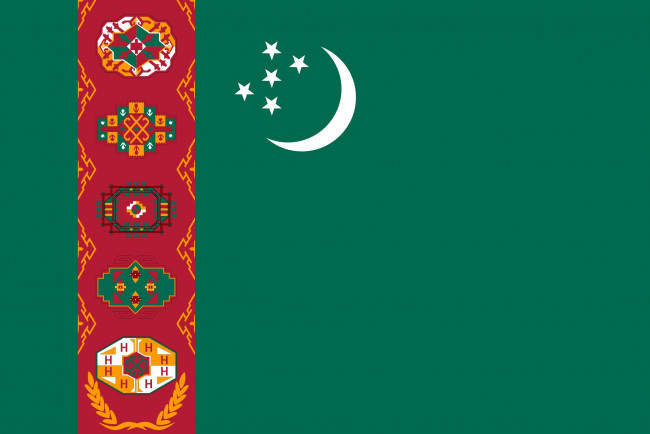 Обои картинки фото туркменистан, разное, флаги, гербы, зеленый, полумесяц, звезды