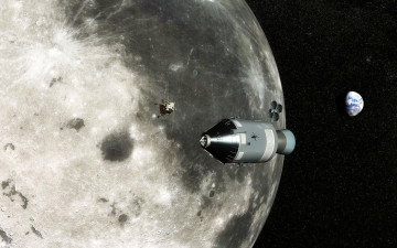 Картинка космос космические корабли станции земля луна аполлон лунный модуль
