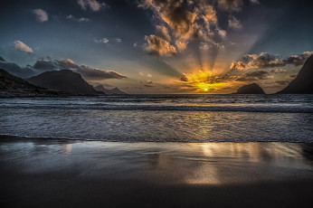 Картинка природа восходы закаты океан солнце скалы пляж