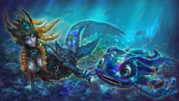 Картинка league+of+legends фэнтези русалки океан под водой tidal trickster fizz tidecaller nami league of legends